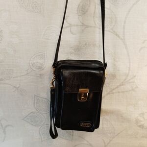 Porox Elegant Black Leather Crossbody Bag